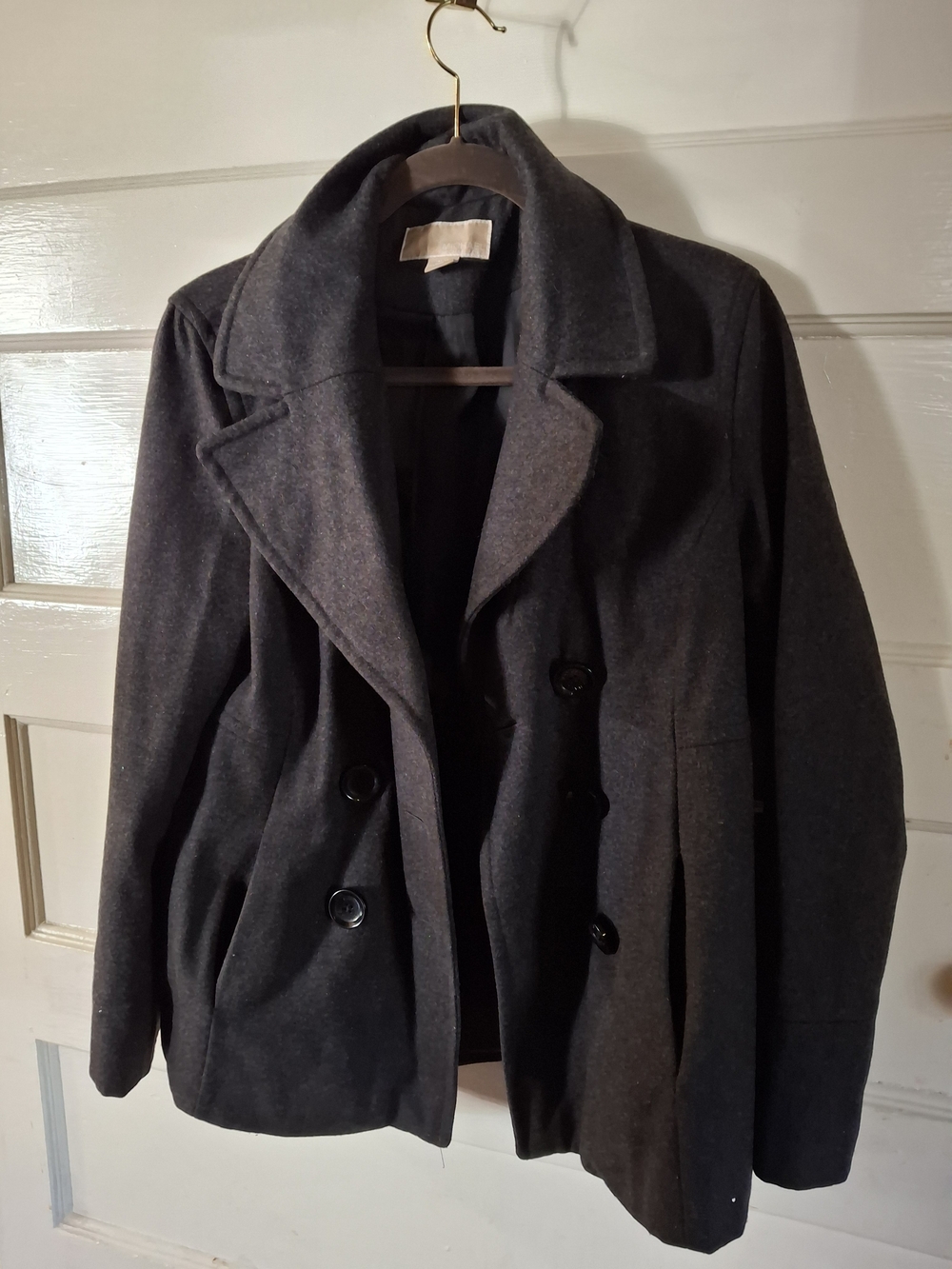 Michael Kors Charcoal Gray Wool Blend Peacoat Jacket Size M